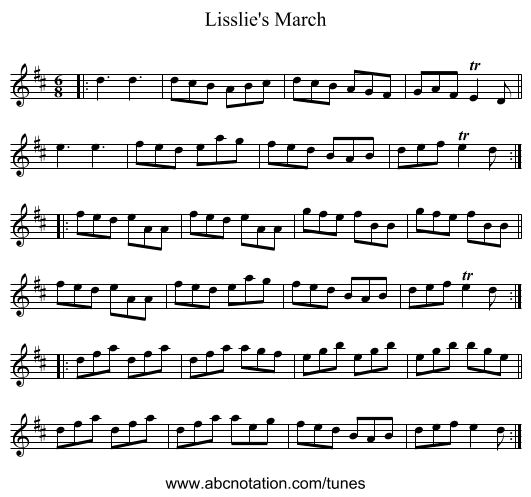 Lisslie's March - staff notation