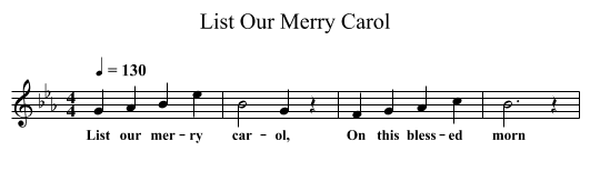 List Our Merry Carol - staff notation