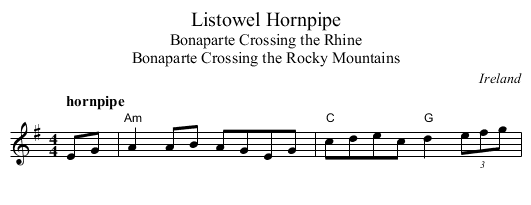 Listowel Hornpipe - staff notation