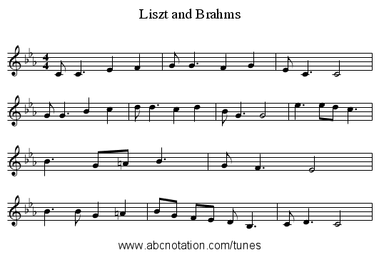Liszt and Brahms - staff notation