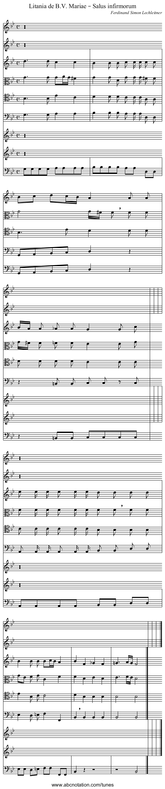 Litania de B.V. Mariae – Salus infirmorum - staff notation