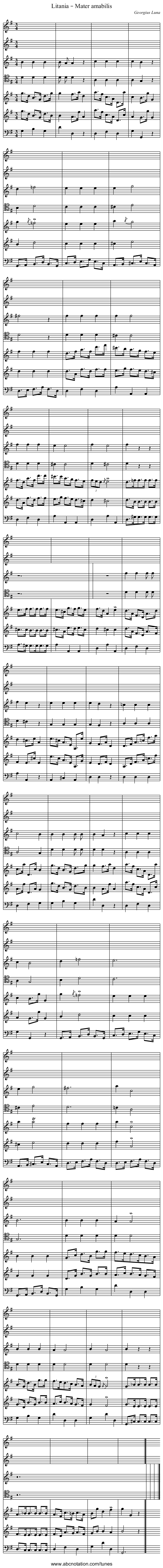 Litania – Mater amabilis - staff notation