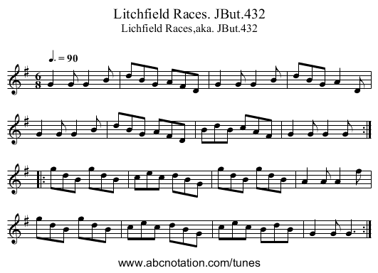 Litchfield Races. JBut.432 - staff notation