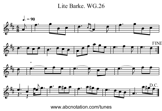 Lite Barke. WG.26 - staff notation