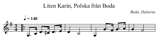 Liten Karin, Polska från Boda - staff notation