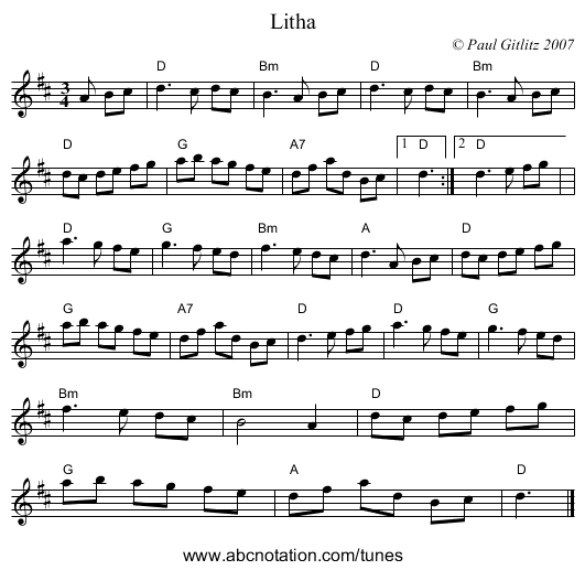 Litha - staff notation