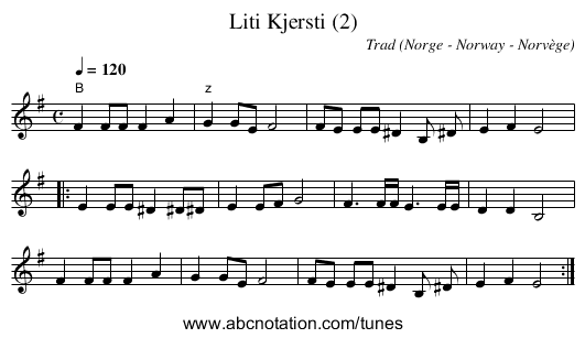 Liti Kjersti (2) - staff notation