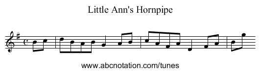 Little Ann's Hornpipe - staff notation