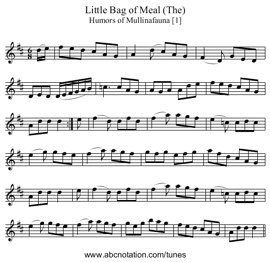 Little Bag of Meal (The) - staff notation