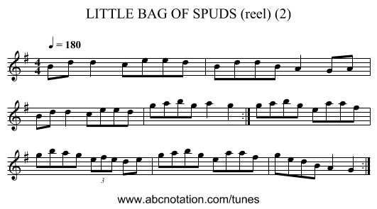 LITTLE BAG OF SPUDS (reel) (2) - staff notation