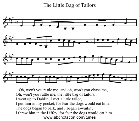 Little Bag of Tailors, The - staff notation