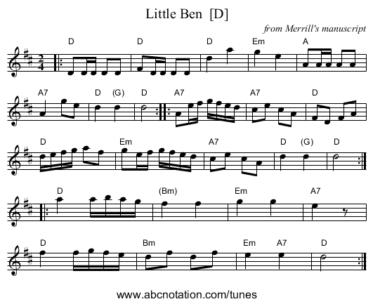 Little Ben  [D] - staff notation