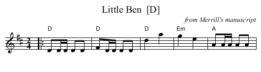 Little Ben  [D] - staff notation