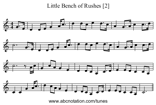 Little Bench of Rushes [2] - staff notation