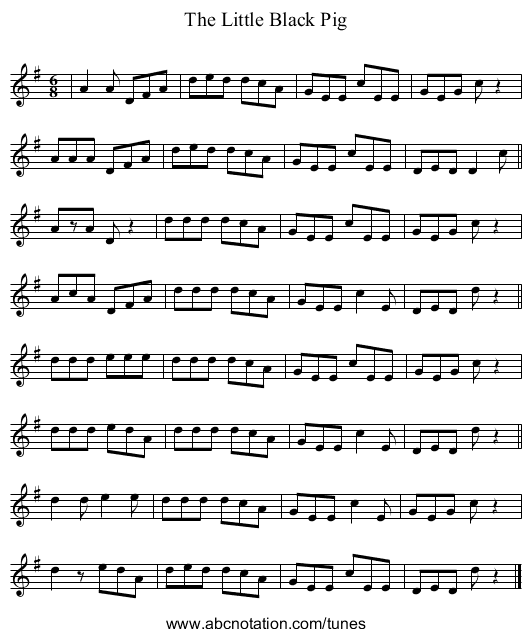 Little Black Pig, The - staff notation