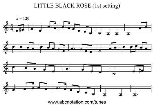LITTLE BLACK ROSE (1st setting) - staff notation