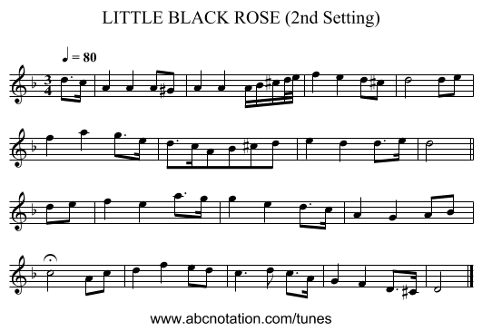 LITTLE BLACK ROSE (2nd Setting) - staff notation