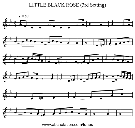 LITTLE BLACK ROSE (3rd Setting) - staff notation