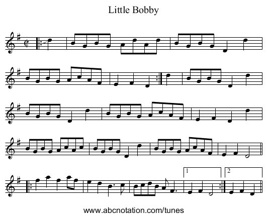 Little Bobby - staff notation