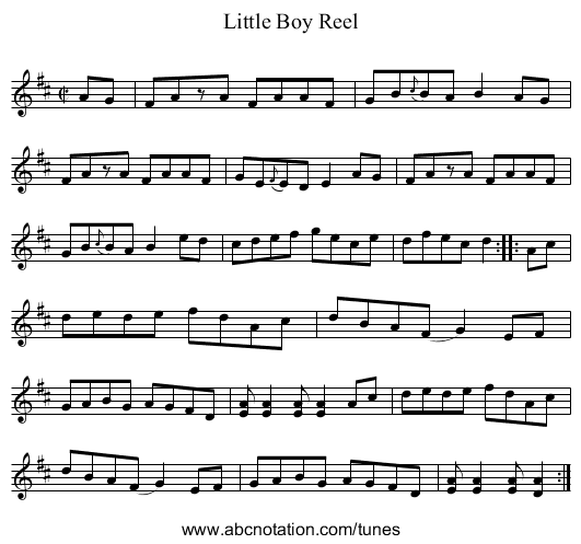 Little Boy Reel - staff notation
