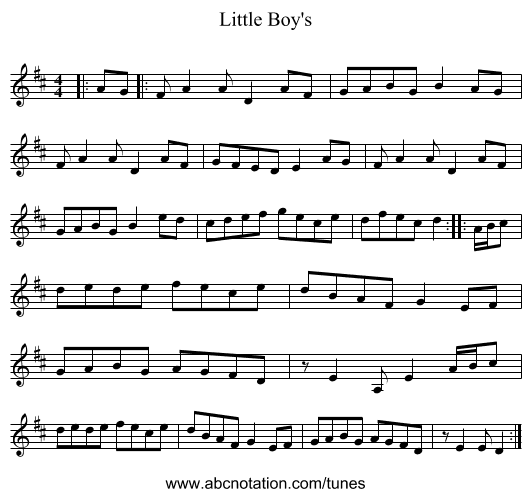 Little Boy's - staff notation