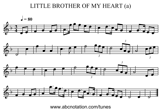 LITTLE BROTHER OF MY HEART (a) - staff notation