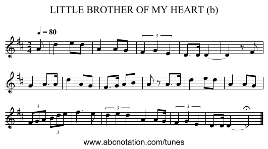 LITTLE BROTHER OF MY HEART (b) - staff notation