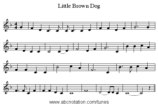Little Brown Dog - staff notation