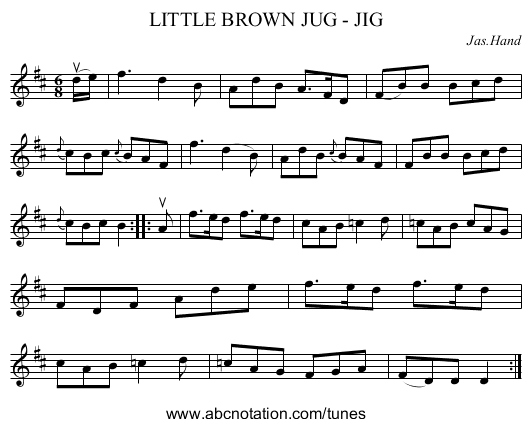 LITTLE BROWN JUG - JIG - staff notation