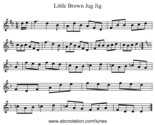 Little Brown Jug Jig - staff notation
