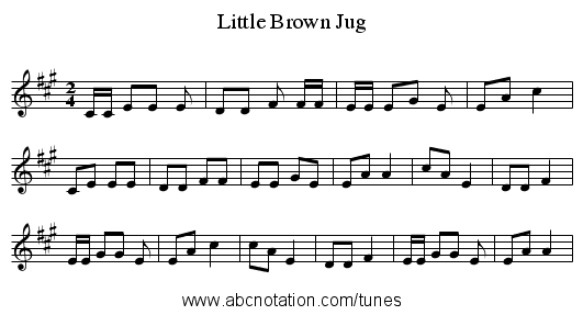 Little Brown Jug - staff notation