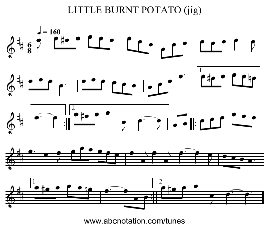 LITTLE BURNT POTATO (jig) - staff notation