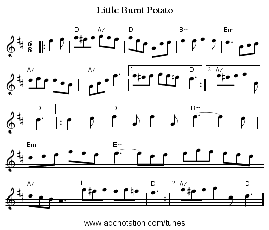 Little Burnt Potato - staff notation