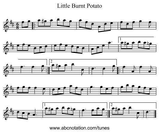 Little Burnt Potato - staff notation