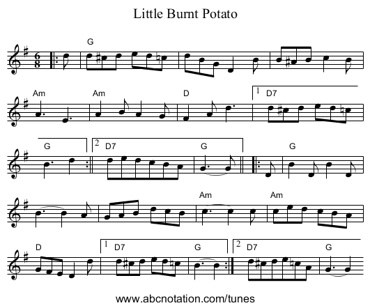 Little Burnt Potato - staff notation