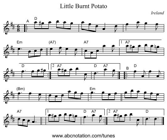 Little Burnt Potato - staff notation