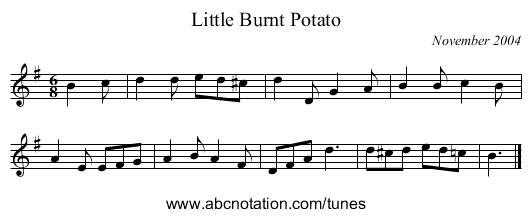 Little Burnt Potato - staff notation