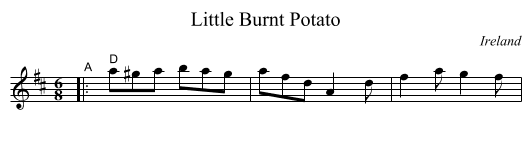 Little Burnt Potato - staff notation