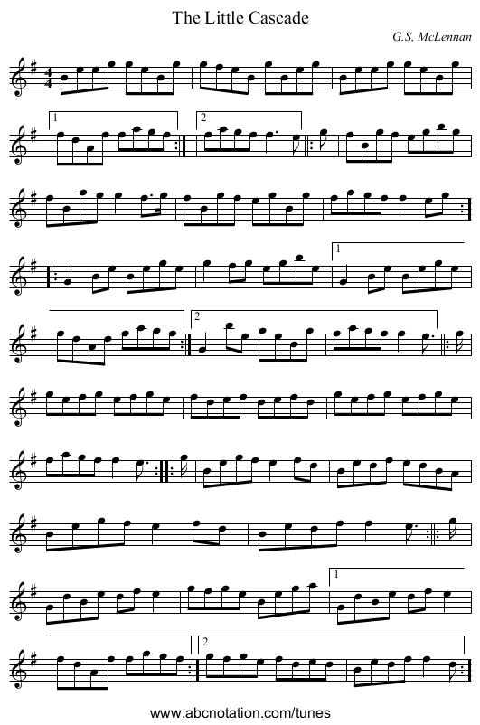 Little Cascade, The - staff notation