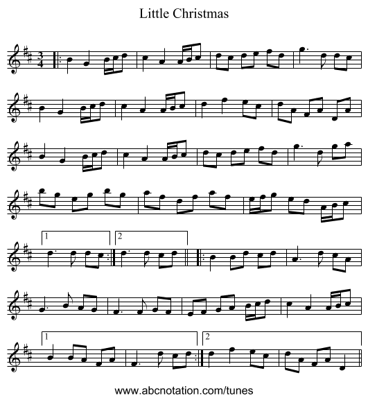 Little Christmas - staff notation