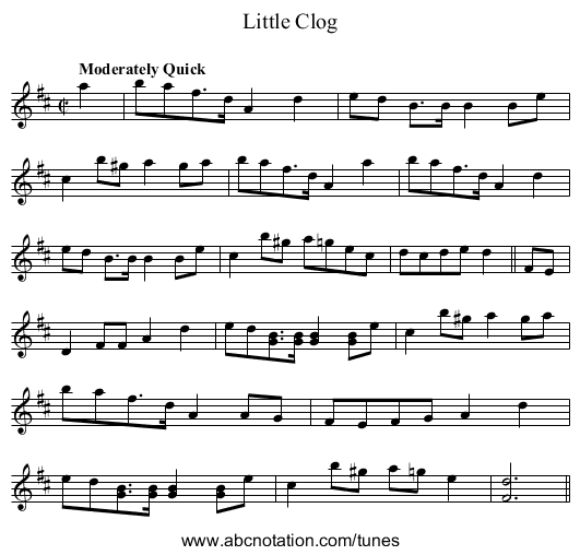 Little Clog - staff notation