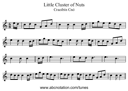 Little Cluster of Nuts - staff notation