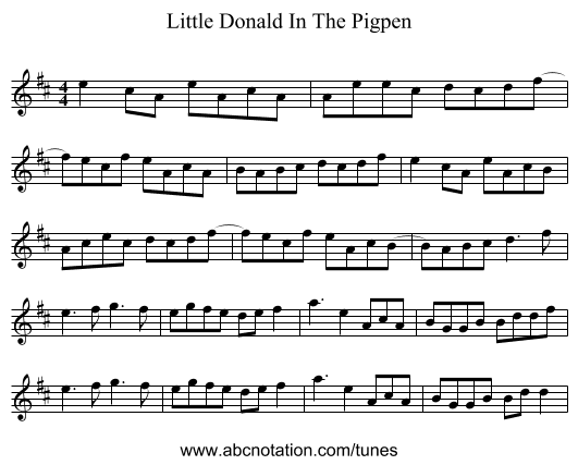 Little Donald In The Pigpen - staff notation