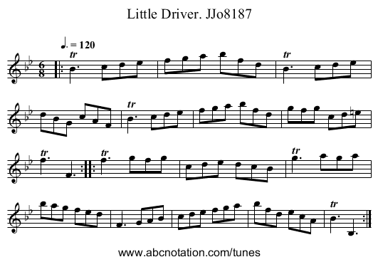 Little Driver. JJo8187 - staff notation