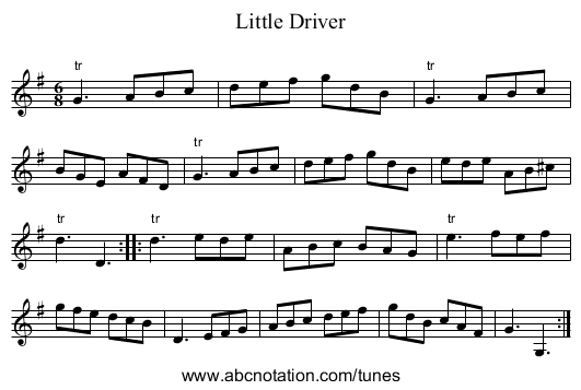 Little Driver - staff notation