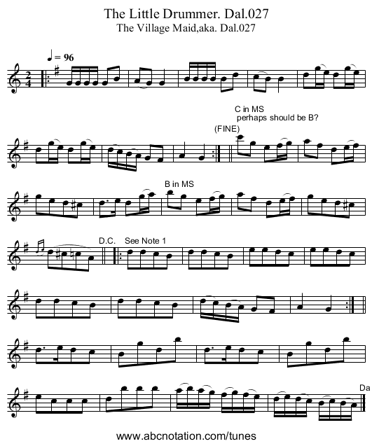 Little Drummer. Dal.027, The - staff notation
