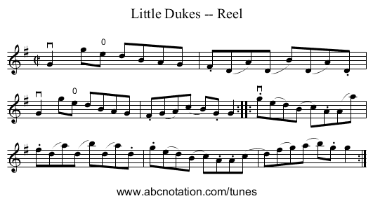 Little Dukes -- Reel - staff notation