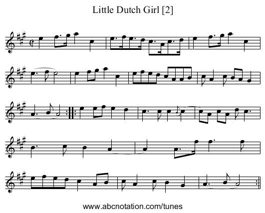 Little Dutch Girl [2] - staff notation