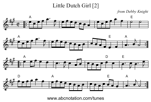 Little Dutch Girl [2] - staff notation
