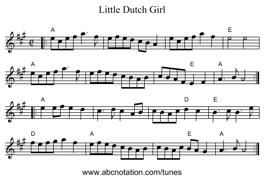 Little Dutch Girl - staff notation